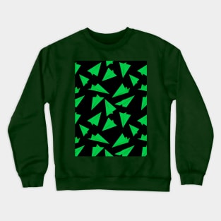 Paper Planes Pattern Green Black Crewneck Sweatshirt